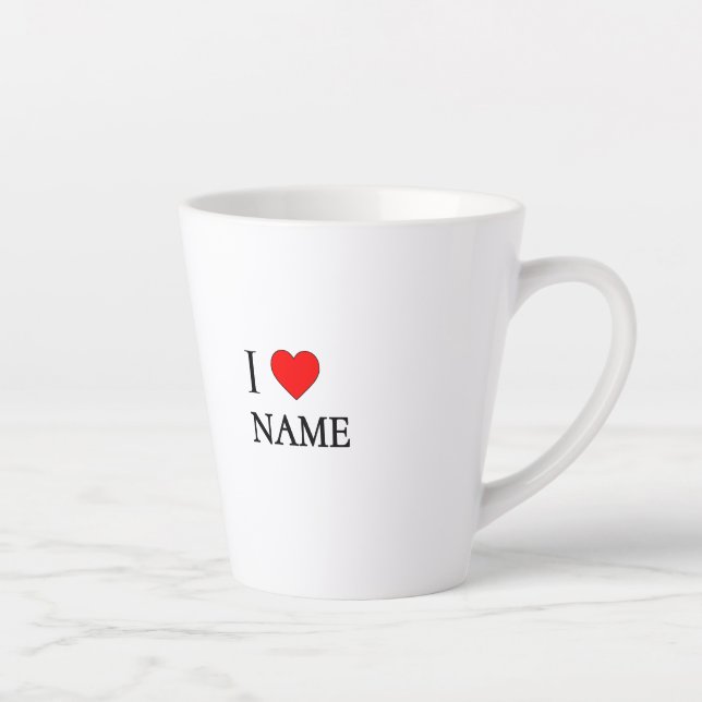 Caneca De Café Latte I heart name (customisable) (Direita)