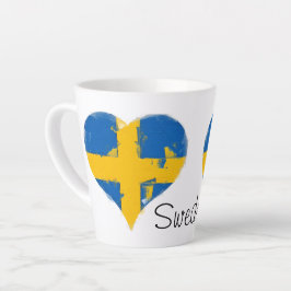 Caneca De Café Latte I Heart Suecia Swedish Flag