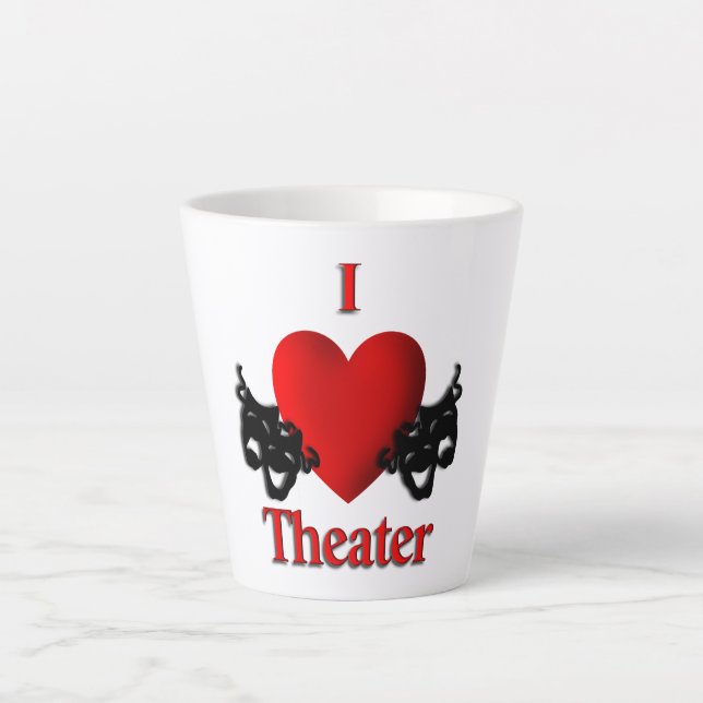 Caneca De Café Latte I Heart Theater (Frente)