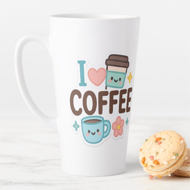 Caneca De Café Latte I Love Coffee Cute Kawaii Sticker – Adorable Coffe (In Situ)