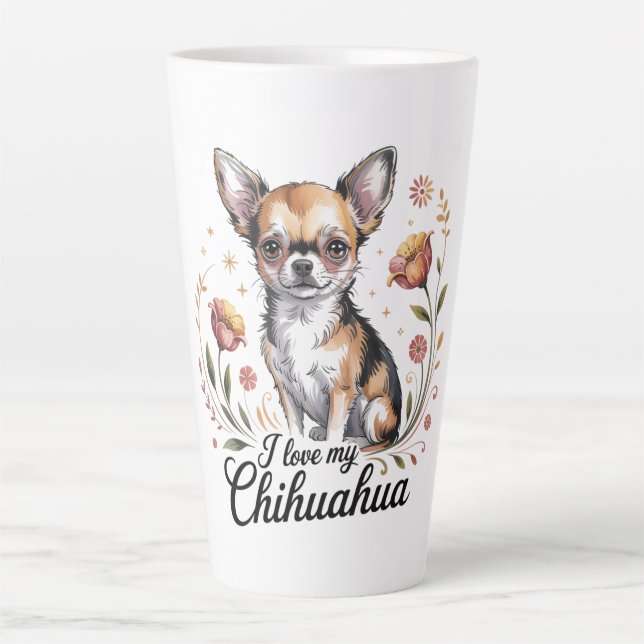 Caneca De Café Latte I love my chihuahua  (Frente)