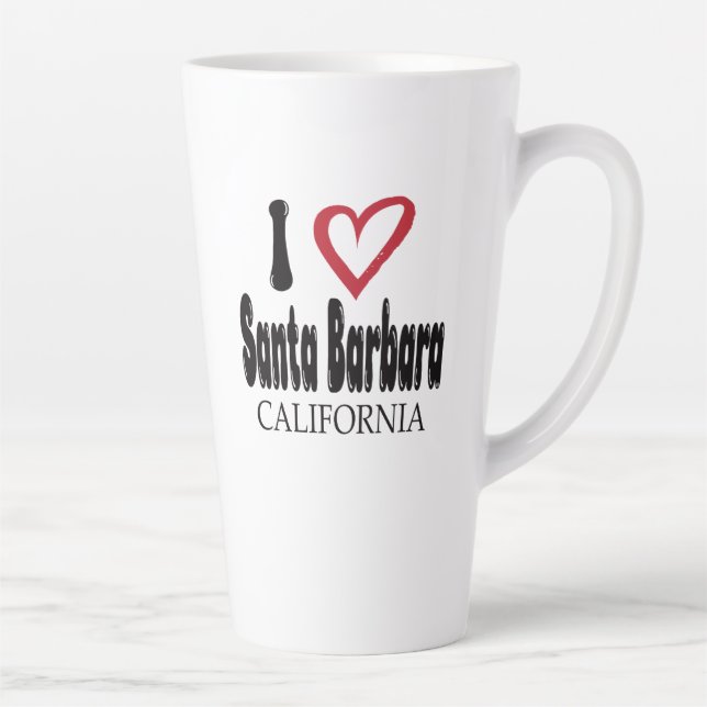 Caneca De Café Latte I Love Santa Barbara California Souvenir Latte Mug (Direita)