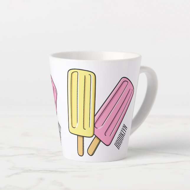 Caneca De Café Latte Ice pop cartoon (Ângulo direito)
