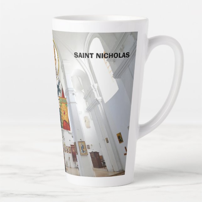 Caneca De Café Latte ícone santos sérvios do santo Nicholas ortodox (Direita)