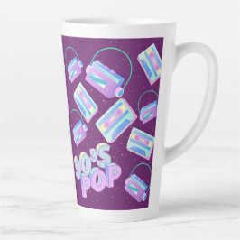 Caneca De Café Latte Ícones de padrão de música pop dos anos 90