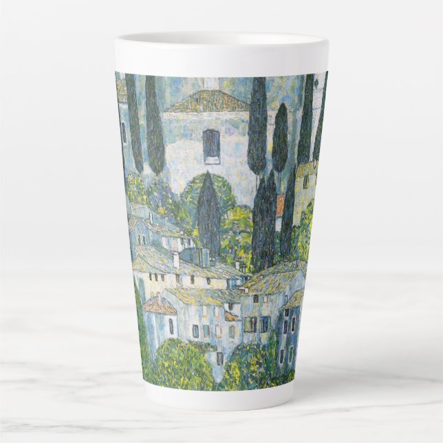Caneca De Café Latte Igreja (Kirche) em Cassone de Gustav Klimt (Frente)