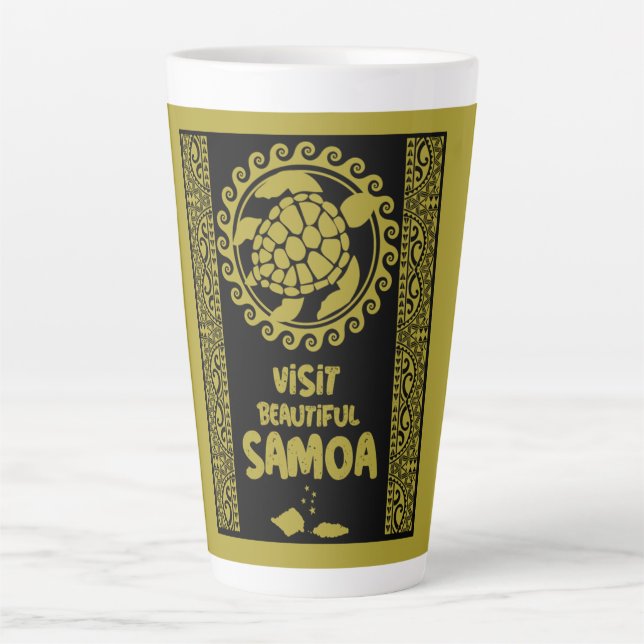Caneca De Café Latte Ilha Samoa (Frente)