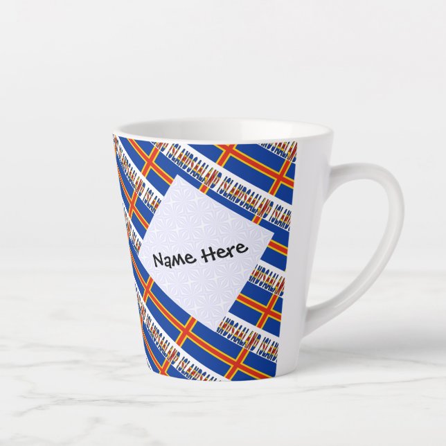 Caneca De Café Latte Ilhas Aaland e Bandeira Ålander Personalizadas em  (Direita)