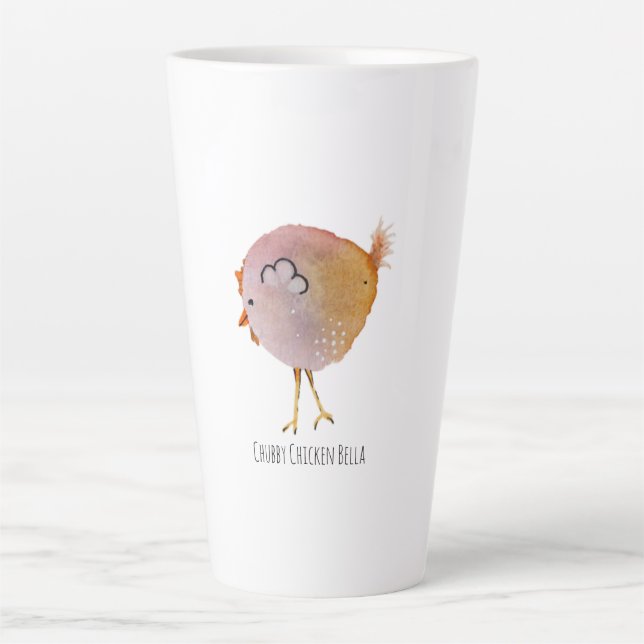Caneca De Café Latte Illustratie chubby chicken Bella (Frente)
