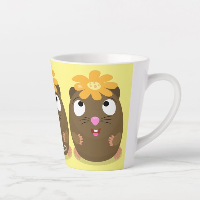 Caneca De Café Latte Ilustração animada feliz cota-guiné (Direita)