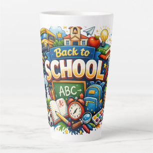 Caneca De Café Latte Ilustração Colorida de Volta às Aulas