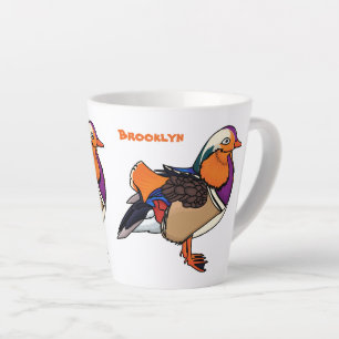 Caneca De Café Latte Ilustração colorida do pato de mandarina