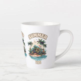 Caneca De Café Latte Ilustração da Ilha Tropical de Summer Vibe