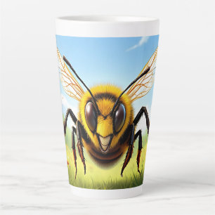 Caneca De Café Latte Ilustração de Abelha Irritada Sobre Colinas