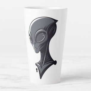 Caneca De Café Latte Ilustração de Alien Verde Legal - Personagem de Fi