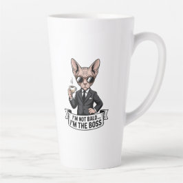 Caneca De Café Latte Ilustração de Café com Gato Sphynx Chefe