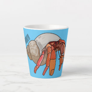 Caneca De Café Latte Ilustração de cartoon de caranguejo eremita