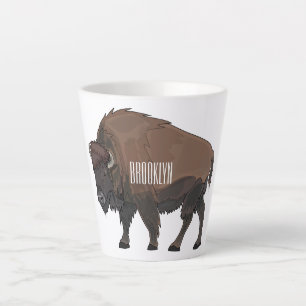 Caneca De Café Latte Ilustração de desenho animado Bison