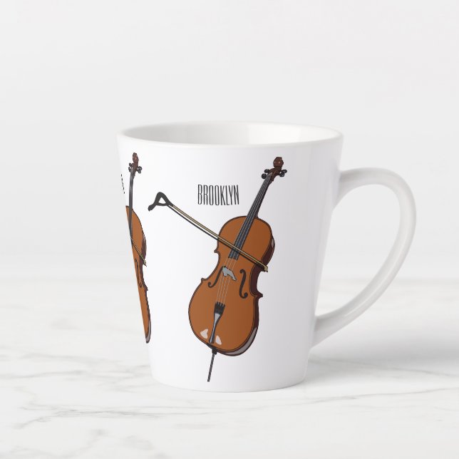 Caneca De Café Latte Ilustração de desenho animado Cello (Direita)