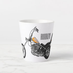 Caneca De Café Latte Ilustração de desenho animado Chopper Motorcycle 1