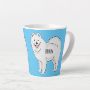 Caneca De Café Latte Ilustração de desenho animado com cão Samoyed