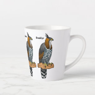 Caneca De Café Latte Ilustração de desenho animado de águia-ornada