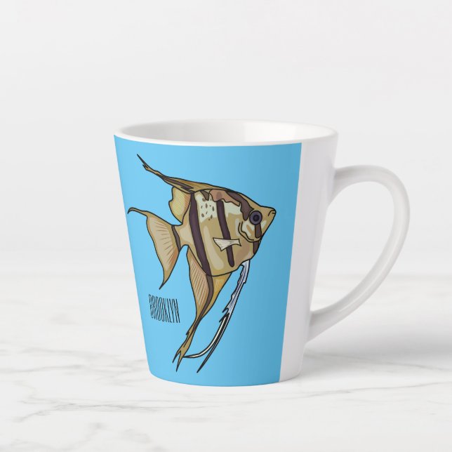 Caneca De Café Latte Ilustração de desenho animado de Angelfish (Direita)