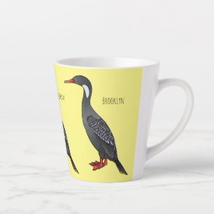 Caneca De Café Latte Ilustração de desenho animado de aves corvos-verme