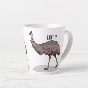 Caneca De Café Latte Ilustração de desenho animado de aves da Emu