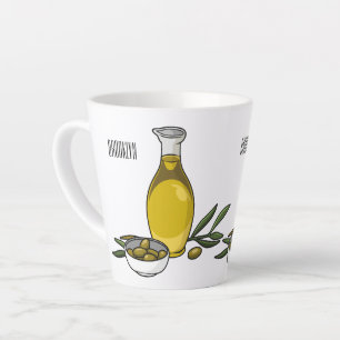 Caneca De Café Latte Ilustração de desenho animado de azeite