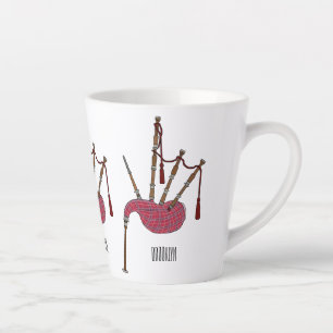Caneca De Café Latte Ilustração de desenho animado de Bagpipe