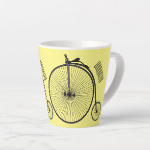 Caneca De Café Latte Ilustração de desenho animado de bicicleta de alta