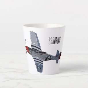 Caneca De Café Latte Ilustração de desenho animado de bombardeiro