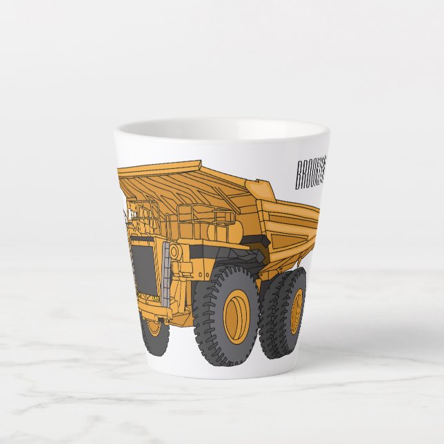 Caneca De Café Latte Ilustração de desenho animado de caminhão Haul (Frente)