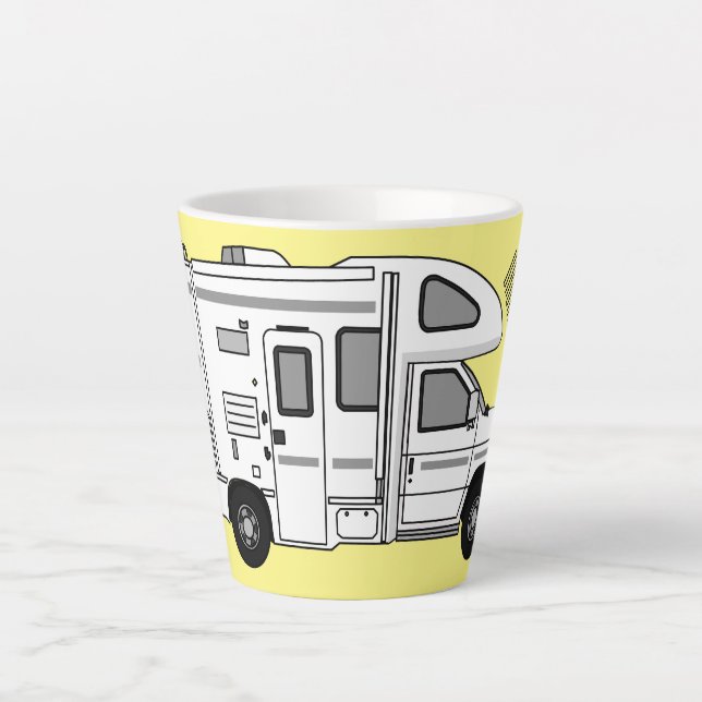 Caneca De Café Latte Ilustração de desenho animado de Campervan (Frente)