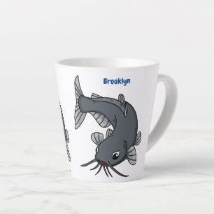 Caneca De Café Latte Ilustração de desenho animado de catfish