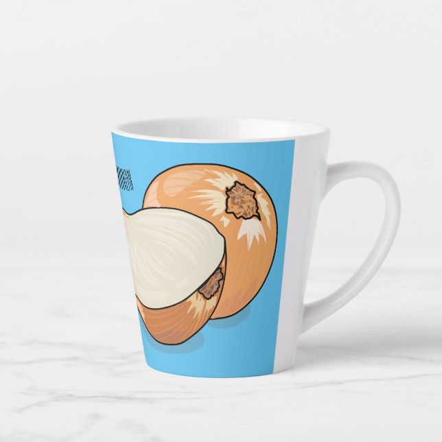 Caneca De Café Latte Ilustração de desenho animado de cebola (Direita)