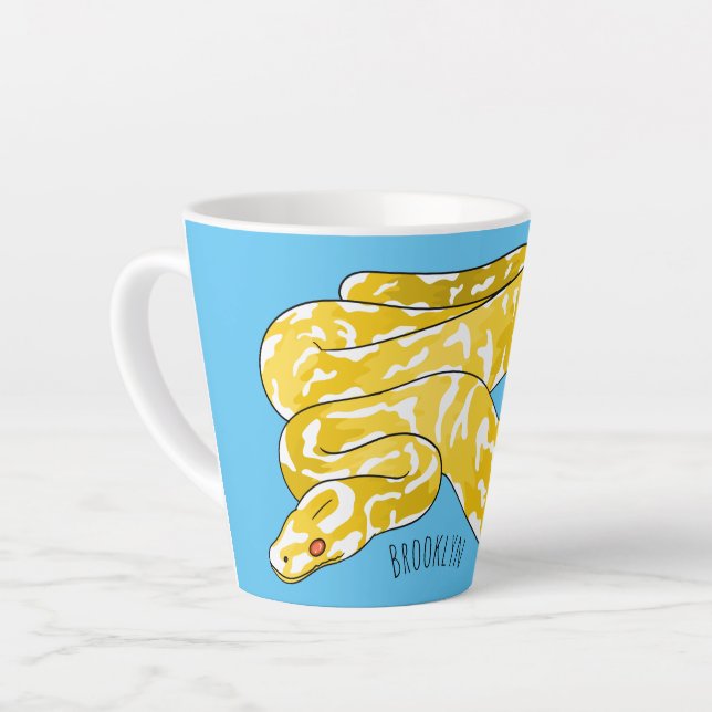 Caneca De Café Latte ilustração de desenho animado de cobra python birm (Ângulo esquerdo)