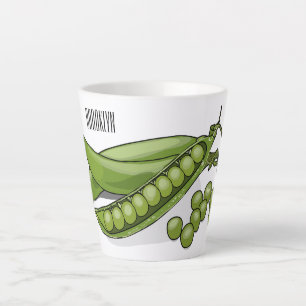 Caneca De Café Latte Ilustração de desenho animado de ervilha