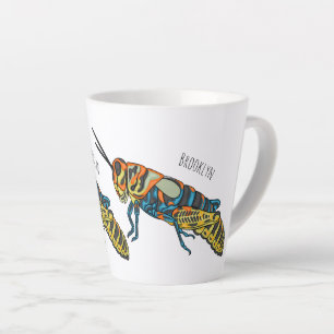 Caneca De Café Latte Ilustração de desenho animado de gafanhoto de vara
