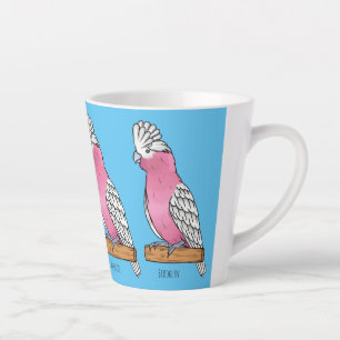 Caneca De Café Latte Ilustração de desenho animado de galah bird