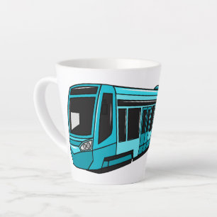 Caneca De Café Latte Ilustração de desenho animado de locomotiva elétri
