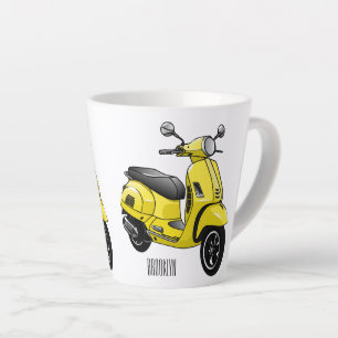Caneca De Café Latte Ilustração de desenho animado de motocicleta