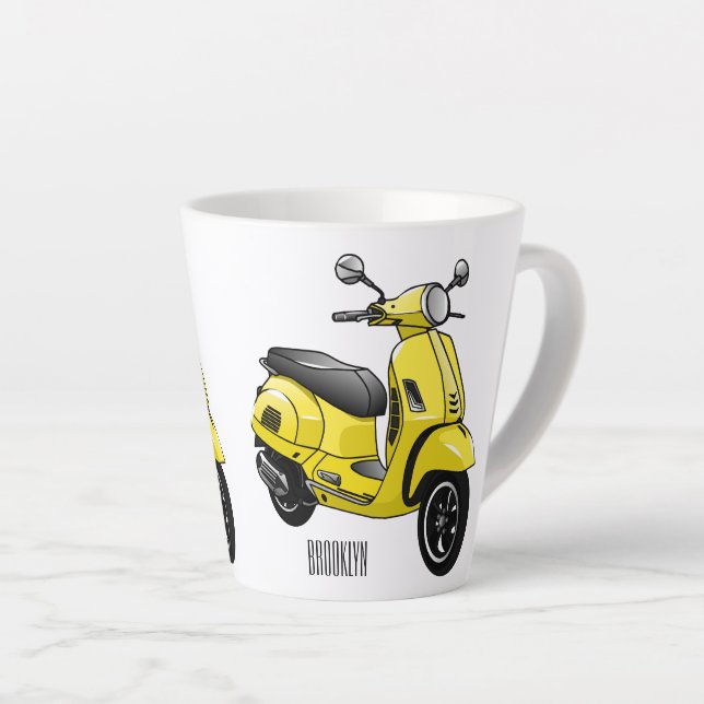 Caneca De Café Latte Ilustração de desenho animado de motocicleta (Ângulo direito)