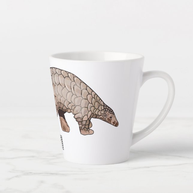 Caneca De Café Latte Ilustração de desenho animado de Pangolin (Direita)