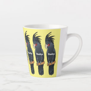 Caneca De Café Latte Ilustração de desenho animado de pássaro da palma