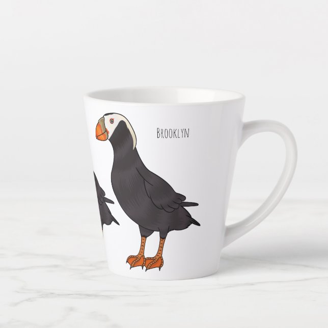 Caneca De Café Latte Ilustração de desenho animado de pássaros puffin t (Direita)
