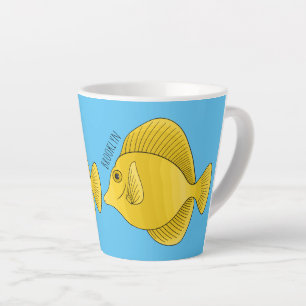 Caneca De Café Latte Ilustração de desenho animado de peixe dançado ama