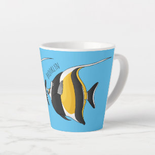 Caneca De Café Latte ilustração de desenho animado de peixe-ídolo-moor