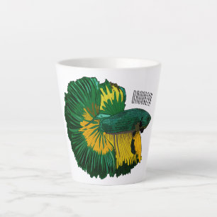 Caneca De Café Latte ilustração de desenho animado de peixe lutador sia